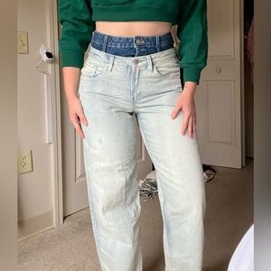 Target High Rise Blue and White Jeans